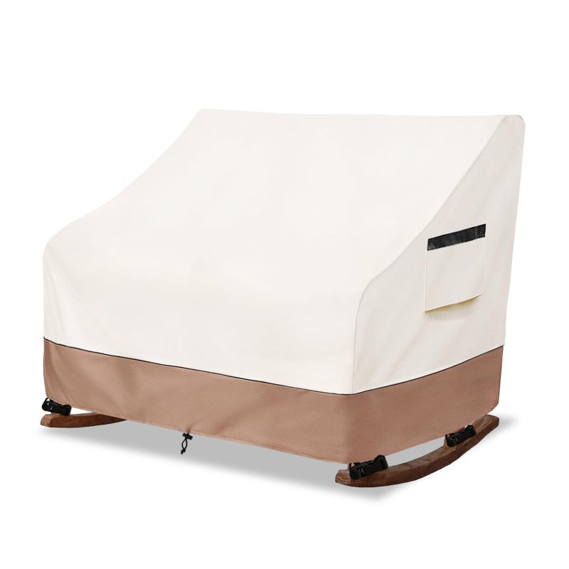 Krismile 50"" Double-Wide Outdoor Rocking Chair Cover, Waterproof & Dust Proof Patio Furniture Covers, Patio Chair Covers 51""W x 34""D x 45""H(Beige) - Image 1
